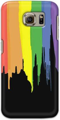 NDCOM Back Cover for Samsung Galaxy S6 Rainbow Colors On Black Printed