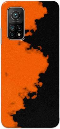NDCOM Back Cover for Mi 10T Pro Orange Black Pattern Printed
