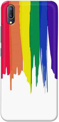 NDCOM Back Cover for Vivo V11 Pro Rainbow Colors On White Printed