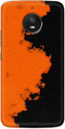 NDCOM Back Cover for Moto e4 plus Orange Black Pattern Printed