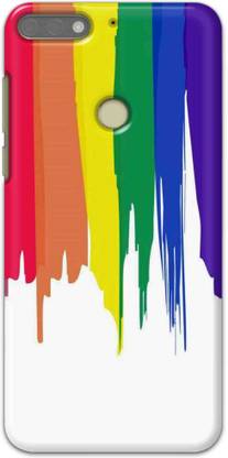 NDCOM Back Cover for Honor 7C Rainbow Colors On White Printed
