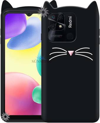 SUNSHINE Back Cover for Redmi 10C |3D Cartoon Mustache Meow Soft Silicone Cute Cartoon Cat Kitty Back Cover