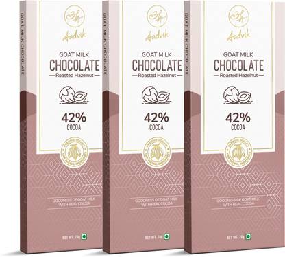 Aadvik Goat Milk Chocolate Roasted Hazelnut 100% Natural Pack of 3 Bars
