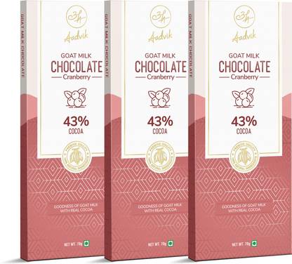 Aadvik Goat Milk Chocolate Cranberry 100% Natural Bars Pack of 3 Bars