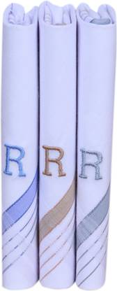 Johnnie Boy cotton handkerchief for men & boys initials pack of 3 R embroidered handkerchief ["White"] Handkerchief