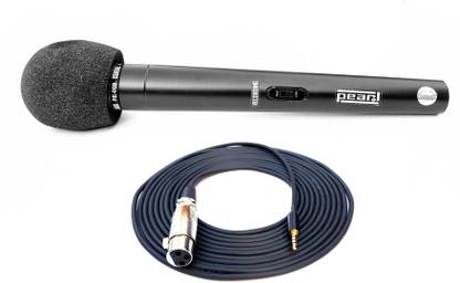 Pearl Media Mic PE-009 | Reporter Microphone | Interview Mic | Mobile Jack (3.5 mm) | Cable Length 5 Meter | Compatible only with Mobile