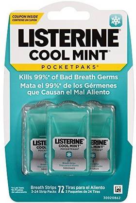 LISTERINE Pocketpaks Breath Strips, Cool Mint, 72 Count - MINT