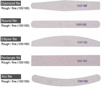 Gleevia 5Pc Sandpaper Nail Filer 100/180 Nail File Set Multi Shaped Fingernail files