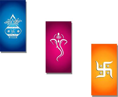 RKGRAPHICS GANESH JI 3 SET PHOTOS OF WALL 6 inch Rectangle