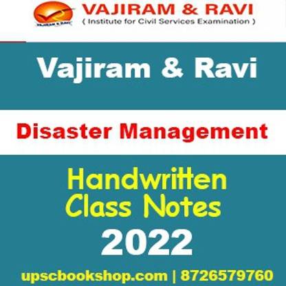 Vajiram & Ravi Disaster Management Handwritten Class Notes General Studies GS Motes Latest 2022 With Spiral(Photocopy)