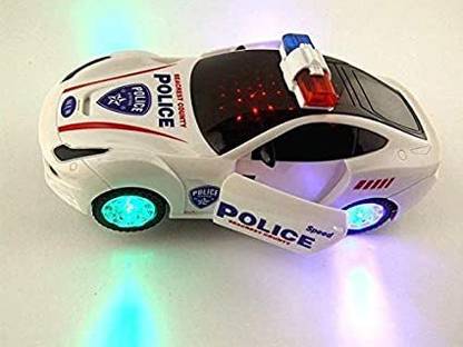 Nshoe White color police car with lighting and music transparent car toy for kids
