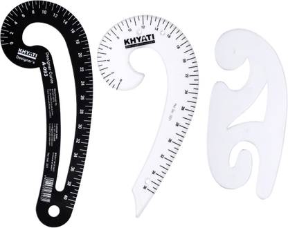 Khyati Stationery Redesigned Tailoring Scales Set | Designer Set | Fashion Designing Set |- Set of 3 D210 Ruler