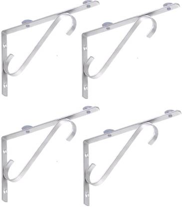HETADHYA 8" length Glass, acrylic, plywood SL. Bracket Pack of 4 Pcs ( S.S ) 8" Shelf Bracket