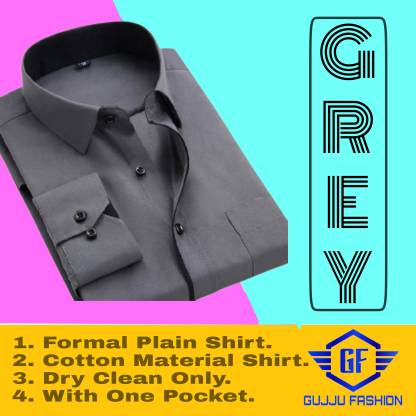 Men Solid Casual Grey Shirt