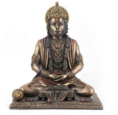 ANSH OUTLET Copper Handmade Hanuman Ji Veer Bajrangbali God Statue For Office & Home Decor Decorative Showpiece  -  14 cm