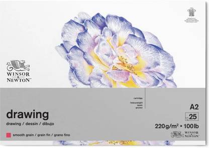 Winsor & Newton Drawing Paper - Smooth Grain 220 GSM - A2 (42 cm x 59.4 cm or 16.5'' x 23.4'') Sketch Pad