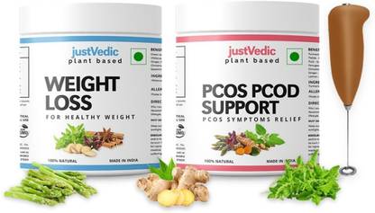 justvedic PCOS-PCOD Weight Loss Drink Mix Combo for Female + Frother