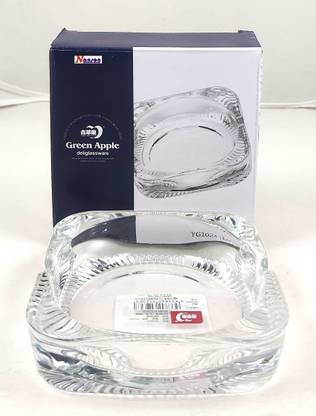 Nanson Elegent Crystal Clear Heart Shape Glass Ash Tray (10*10*2) cm Clear Glass Ashtray