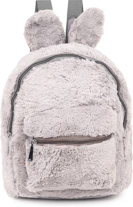 Sanjis Enterprise Women's Girls Faux Fur Backpack Cute Rabbit Ear fuzzy School Bag Backpack