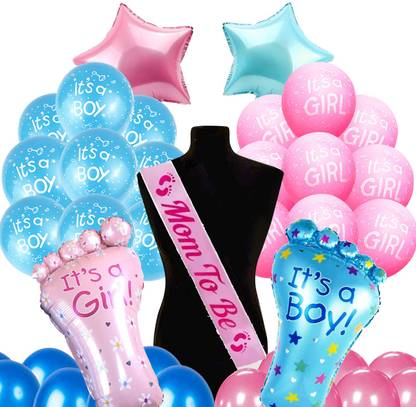 Prihit Baby Shower Decoration Items Set Baby Shower Baby Feet & Star Foil Balloons