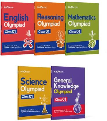 Bloom CAP Olympiad Science, Mathematics, Reasoning, English, General Knowledge Class 1 (Set of 5 books)