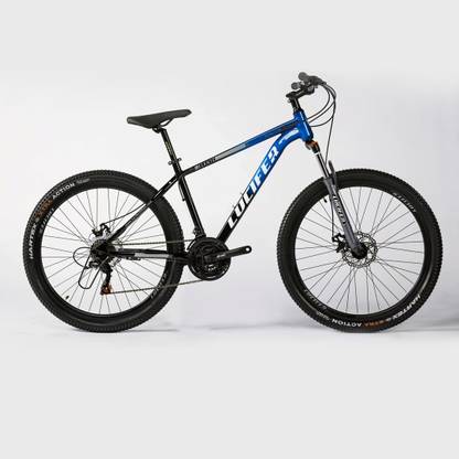 LUCIFER BIKES Elante E77 Fully Alloy Premium MTB Bike, Shimano Geared Dual Shade (Blue, Black) 26 T (inch) Mountain/Hardtail Cycle