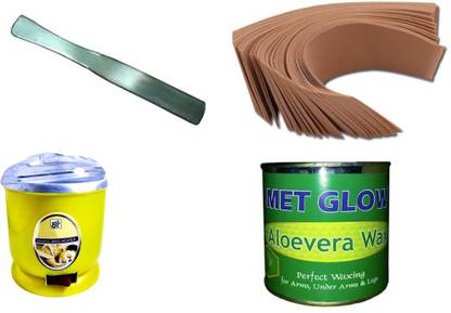 Skin Care Waxing Kit Combo (Auto cut Wax Heater, Aloevira Wax, Strips, Spatula) Wax