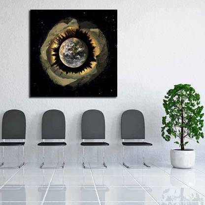 Artzfolio Artistic Interpretation Of Our Planet In Space Canvas Painting | MDF Wood Frame Digital Reprint 18 inch x 18 inch Painting
