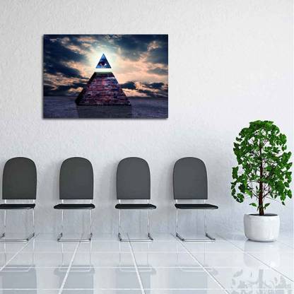 Artzfolio New World Order Sign Of Illuminati Canvas Painting | MDF Wood Frame Digital Reprint 14 inch x 20.9 inch Painting