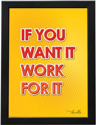 Amable Arts Work Hard for Goals Motivational Inspirational Quotes Frame for Wall Digital Reprint 14 inch x 11 inch Painting
