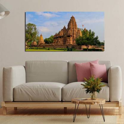 DecorGlance Lakshmana Temple, Khajuraho Print On Canvas Wall Painting Canvas 24 inch x 48 inch Painting