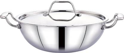 Maxima Stainless steel Triply kadhai Kadhai 22 cm diameter with Lid 2 L capacity