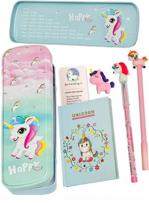 Le Delite CARTOON MERMAID UNICORN Art Metal Pencil Box
