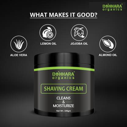 DONNARA organics Shaving Cream For Men with Jojoba Oil For Soft & Smooth Shave 100 gms