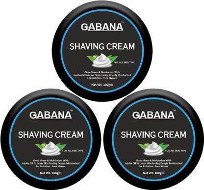 GABANA Shaving Cream For Men with Jojoba Oil For Soft & Smooth Shave Pack of 3 100 gms
