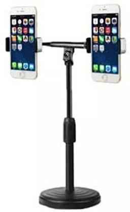 durReey Adjustable Dual Mobile Phone Holder with 360 Degree Rotation Cell Phone Stand for V Log, Video Shooting, Online Classes, Zoom Call, Photography and Compatible with All Smartphones Mobile Holder