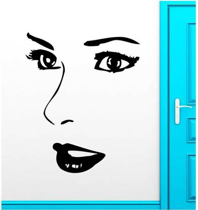 LYOMAN 60 cm Wall Stickers Vinyl Decal Face Sexy Girl Beauty Salon Spa Lips Eyes Non-Reusable Sticker