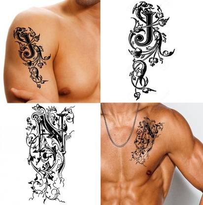 Ordershock JN Name Letter Tattoo Waterproof Boys and Girls Temporary Body Tattoo Pack of 2.