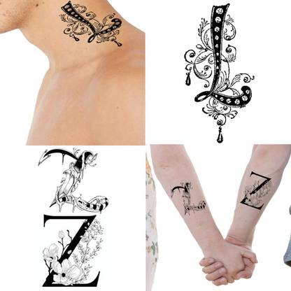 Ordershock LZ Name Letter Tattoo Waterproof Boys and Girls Temporary Body Tattoo Pack of 2.