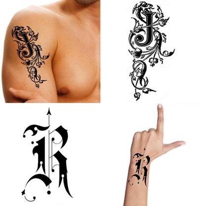 Ordershock JR Name Letter Tattoo Waterproof Boys and Girls Temporary Body Tattoo Pack of 2.