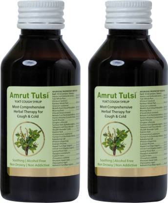 Amrut Tulsi Cough Syrup | Ayurvedic Syrup for Cough & Throat Irritation - 100 ml (Pack of 2)