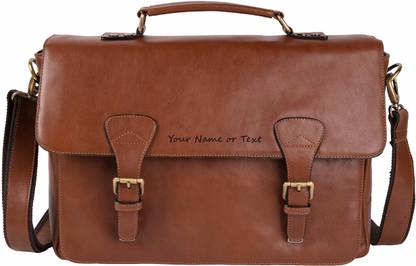 Karmanah Genuine Leather Laptop Briefcase Bag (Light Brown) Multipurpose Bag