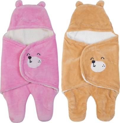 BABY ZONE Printed Single Hooded Baby Blanket for AC Room