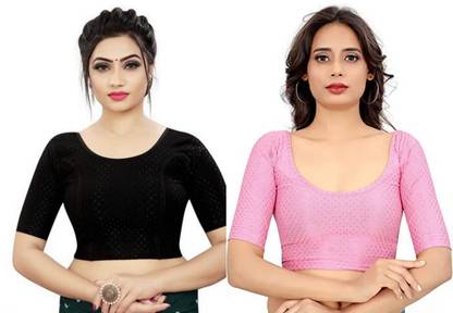 VIMALNATH SYNTHETICS Women U-Neck Half Sleeve Blouse