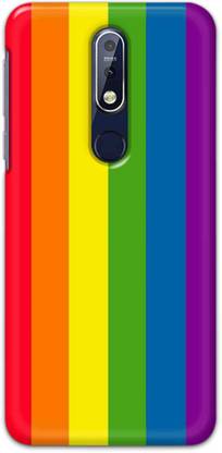 NDCOM Back Cover for Nokia 7.1 Stripes Rainbow Colors Printed