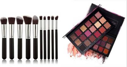 Ridoy 10 Pc Brush set With 18 Shades of Rose gold Eye shadow
