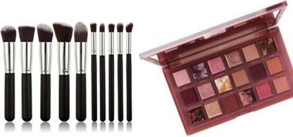 Ridoy 10 Pc Brush set With 18 Shades of Naughty Eye shadow
