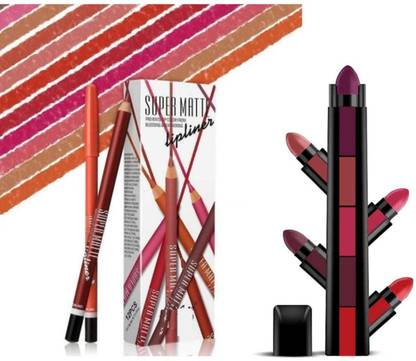 Ridoy Super Matte Lipliner 12pc pack + Push N Pop Lipstick Set