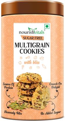 nourishvitals Sugar Free Multigrain Cookies, No Added Sugar, Heavenly Bites Cookies Biscuit