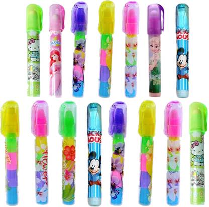 Kartual Return Gift Item For School Kids| Stacking Pen Style Eraser Multiprint For Kids Non-Toxic Eraser